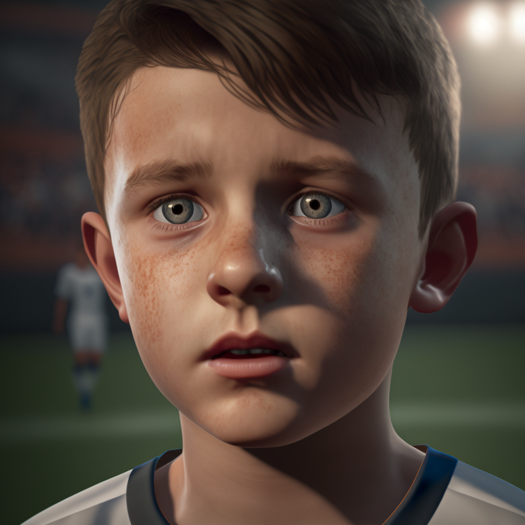 Молодой футболист на фоне стадиона