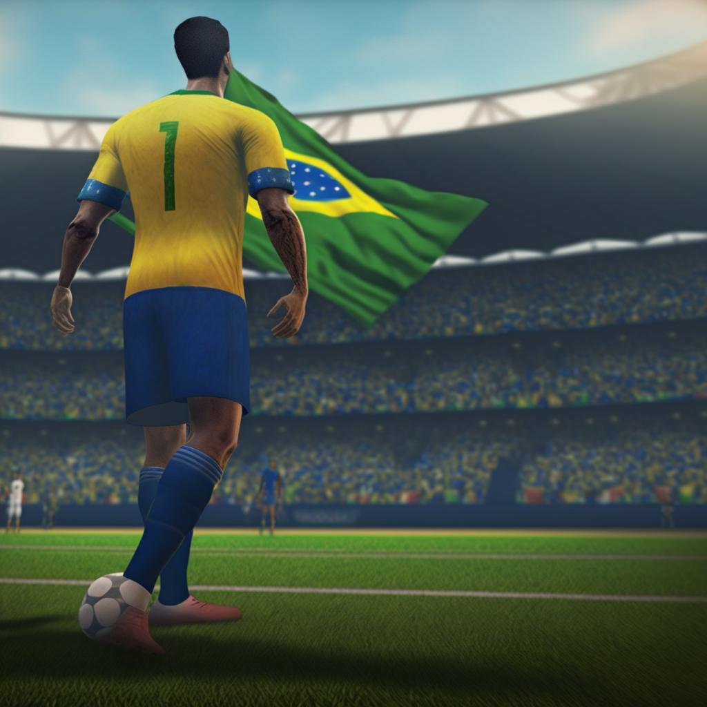 бразильский футболист на стадионе